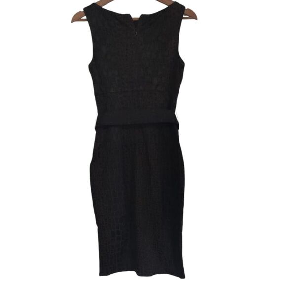 Cache Luxe Black Croc-Embossed Midi Dress Size 4 - Picture 4 of 11